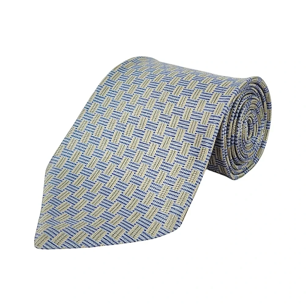 Croft & Barrow 100% Silk Men's Necktie Geometric Green Blue Vintage